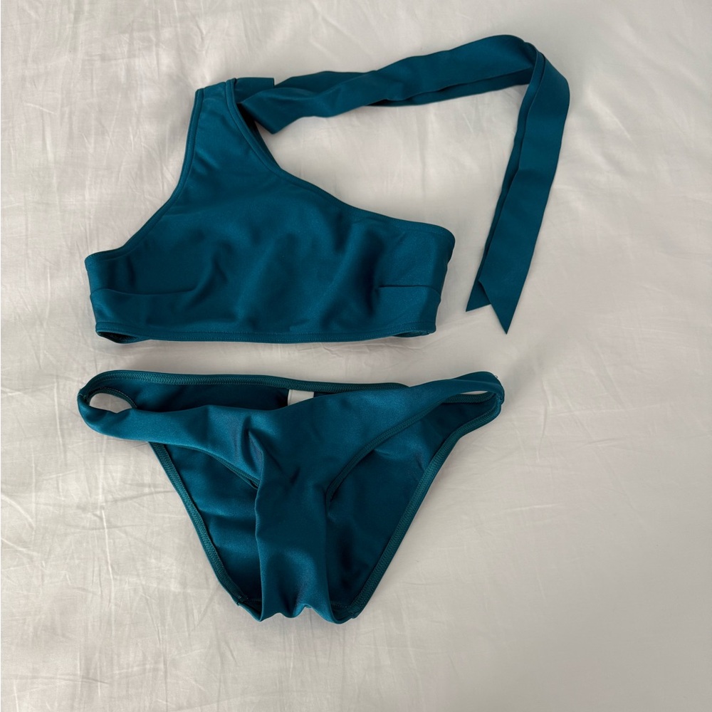 Zimmerman Teal One-Shoulder Bikini Set